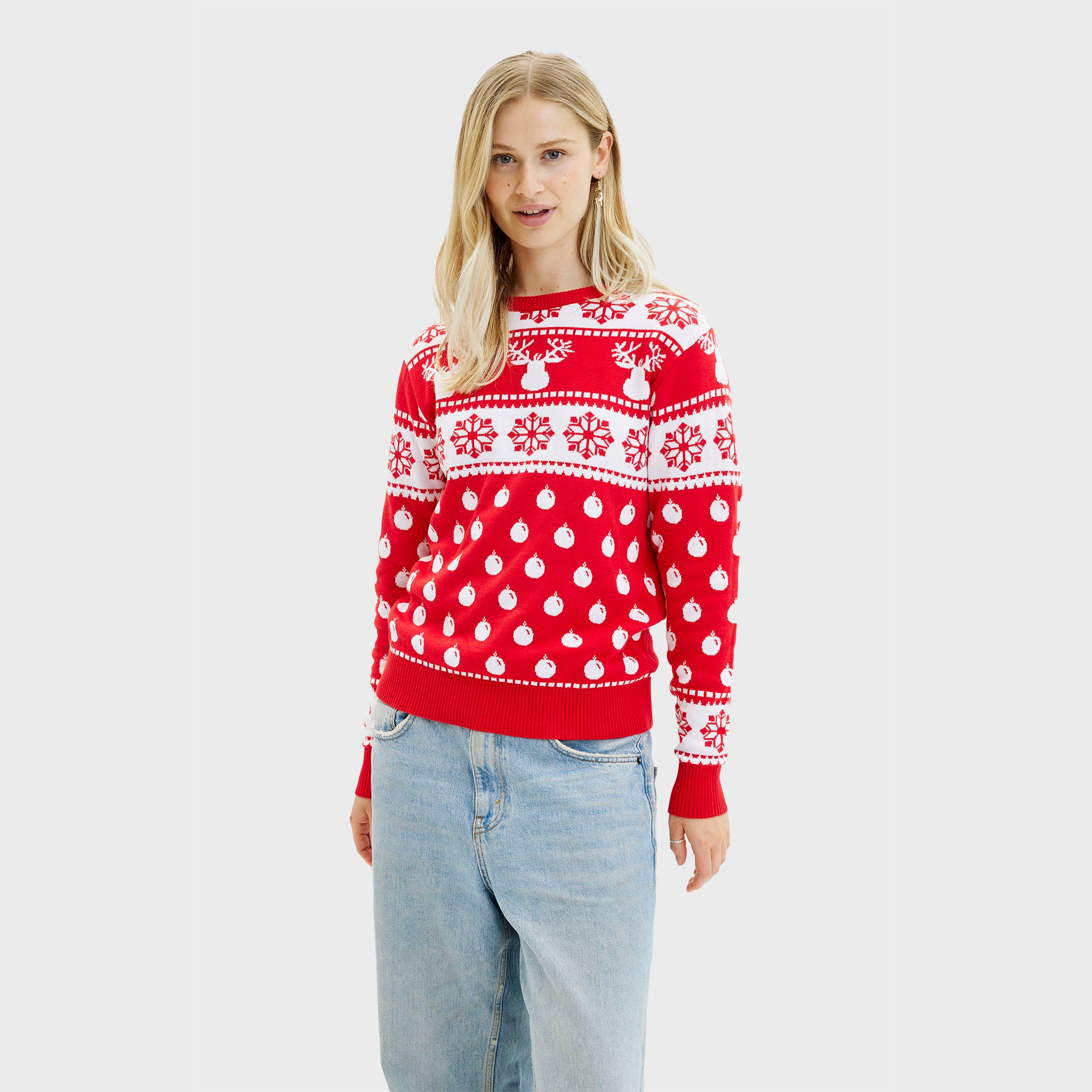 Den Klassiske Julesweater Rød - Dame.
